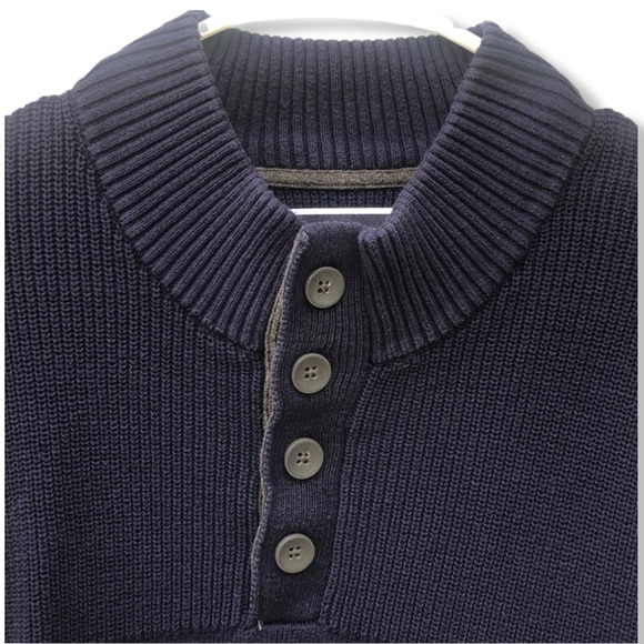 Club Room Size XL Men's 3/4 Button Pullover Mock Neck Sweater Blue/Gray - Picture 4 of 12